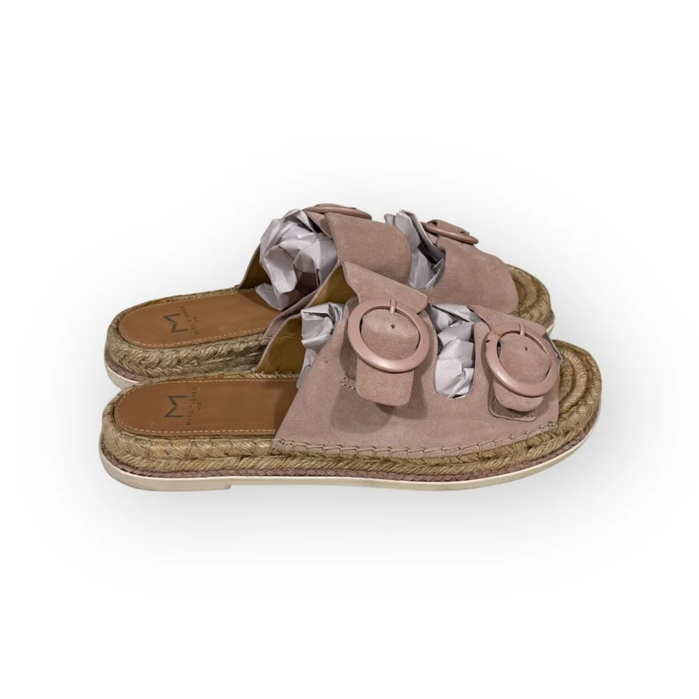 Marc Fisher MlramSA Leather Espadrille Platform Sandals Pink Buckle Slides 8.5​ - Picture 2 of 10